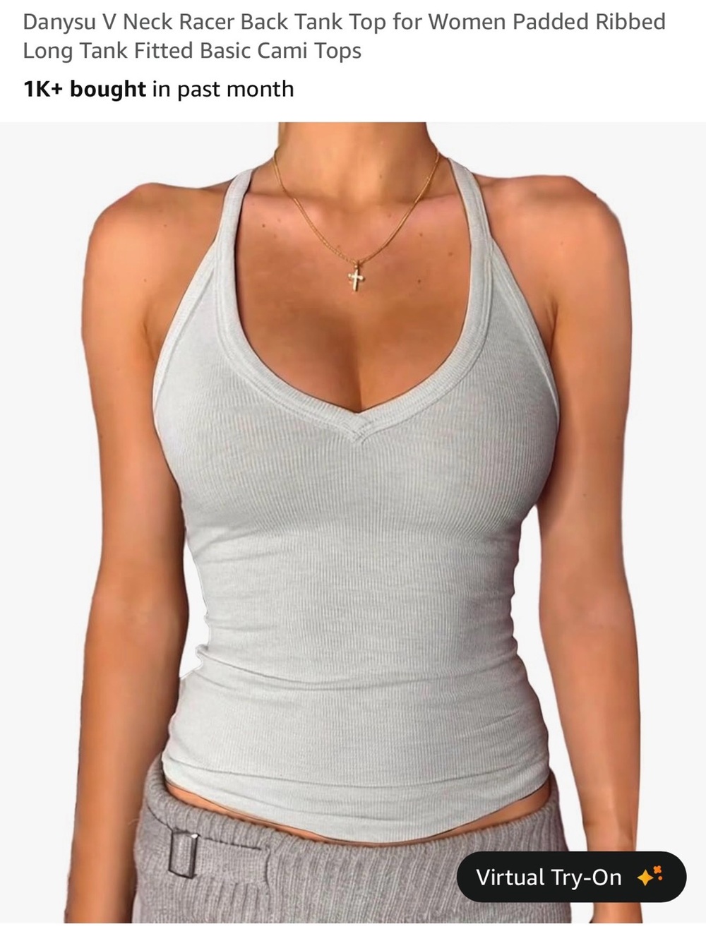 Danysu V Neck Racer Back Tank Top for Women Padded